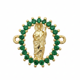 Dije San Judas Tadeo Piedra Verde Dorado Rodinado