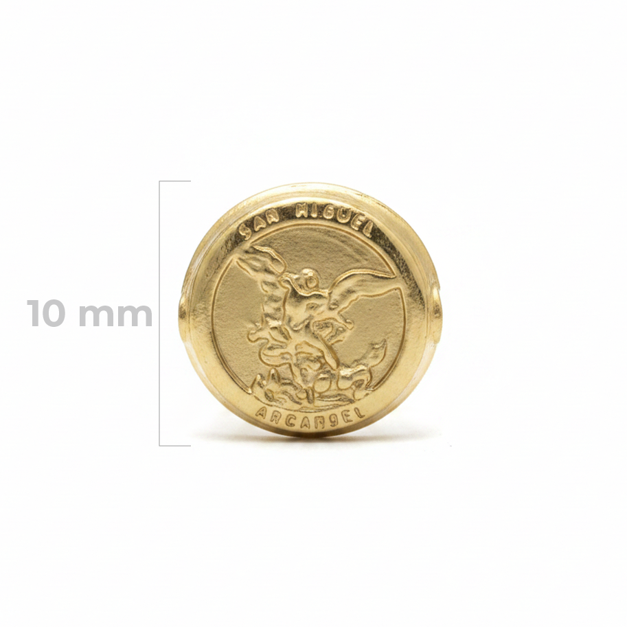 Dije San Miguel Arcangel 10mm Pasador Oro Laminado