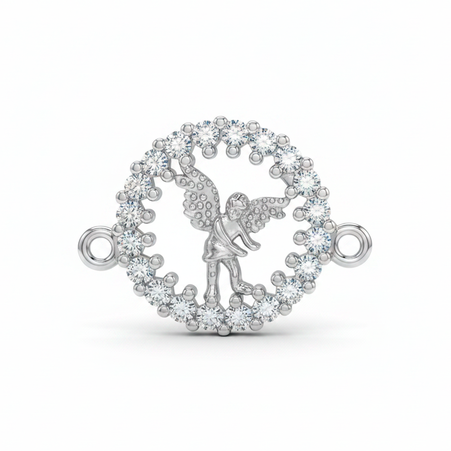 Dije San Miguel Arcangel Circón Pulsera Plateado Rodinado
