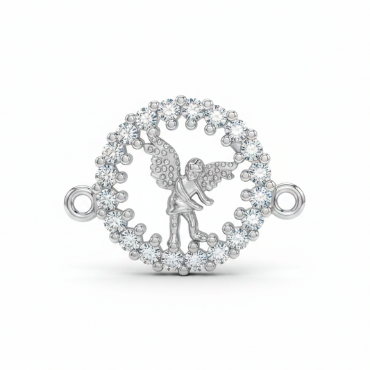 Dije San Miguel Arcangel Circón Pulsera Plateado Rodinado