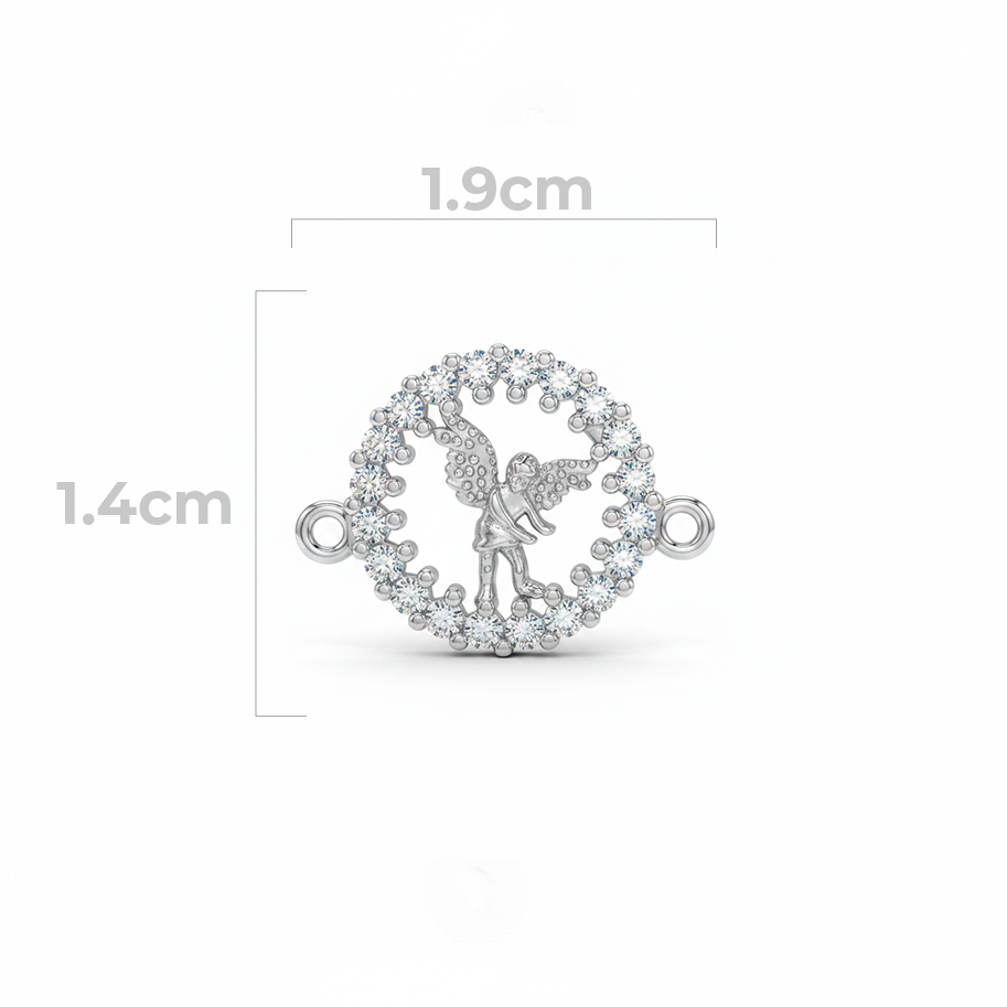 Dije San Miguel Arcangel Circón Pulsera Plateado Rodinado