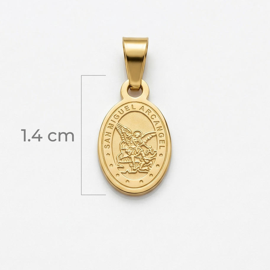 Dije San Miguel Collar Dorado de Acero