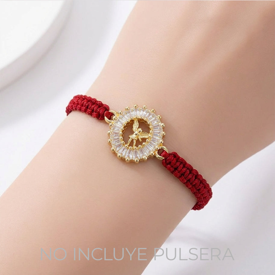 Dije San Miguel Arcangel cristal Pulsera Dorado Rodinado