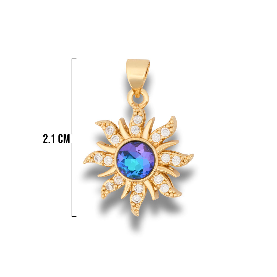Dije Sol Rapunzel Piedra Azul Dorado Rodinado