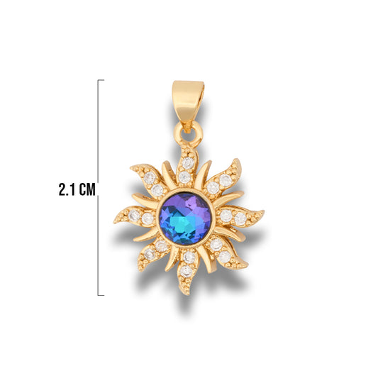 Dije Sol Rapunzel Piedra Azul Dorado Rodinado