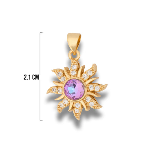 Dije Sol Rapunzel Piedra Lila Dorado Rodinado