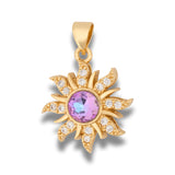 Dije Sol Rapunzel Piedra Lila Dorado Rodinado