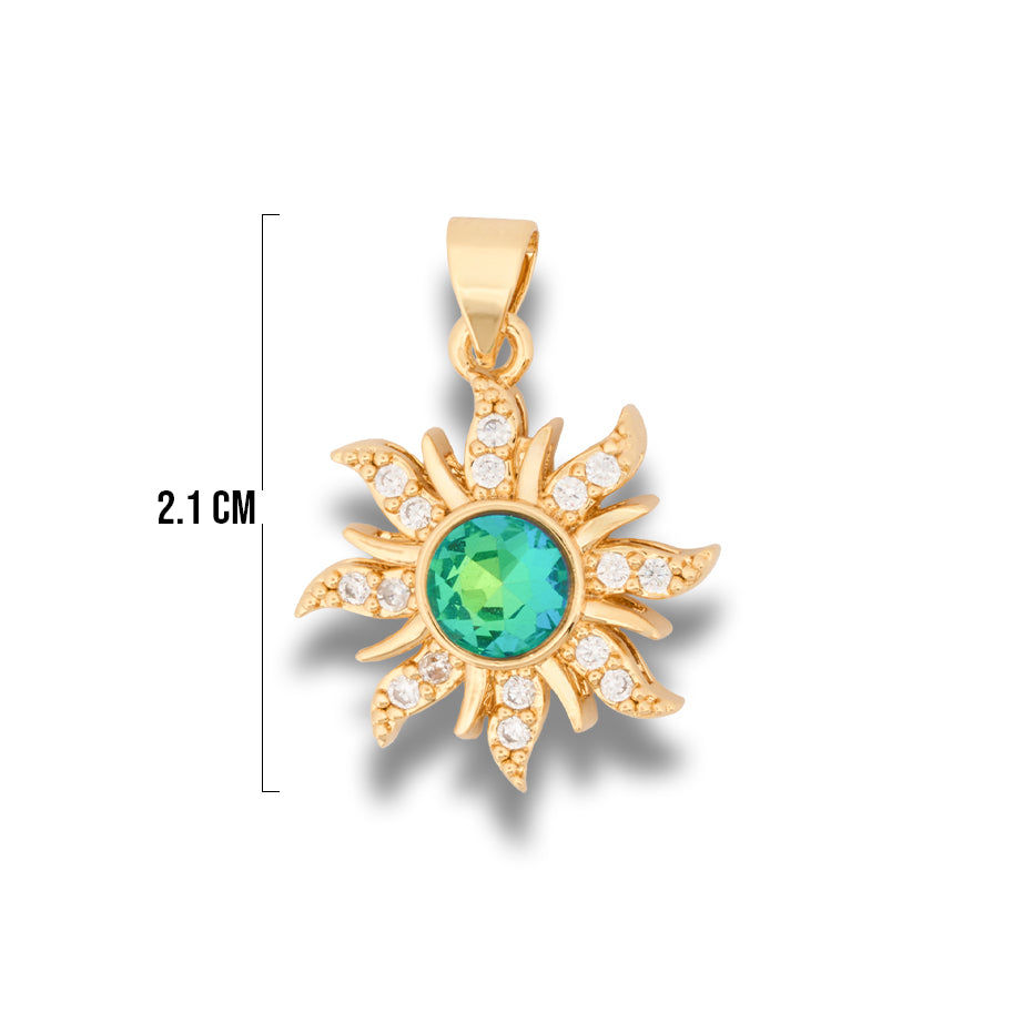 Dije Sol Rapunzel Piedra Verde Dorado Rodinado