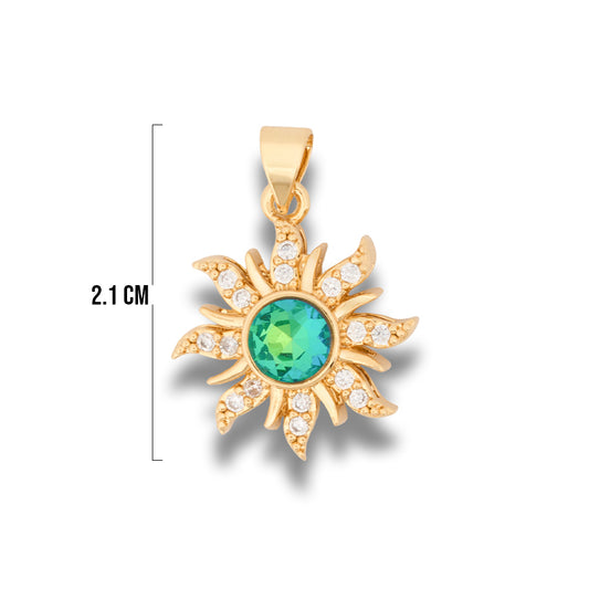 Dije Sol Rapunzel Piedra Verde Dorado Rodinado