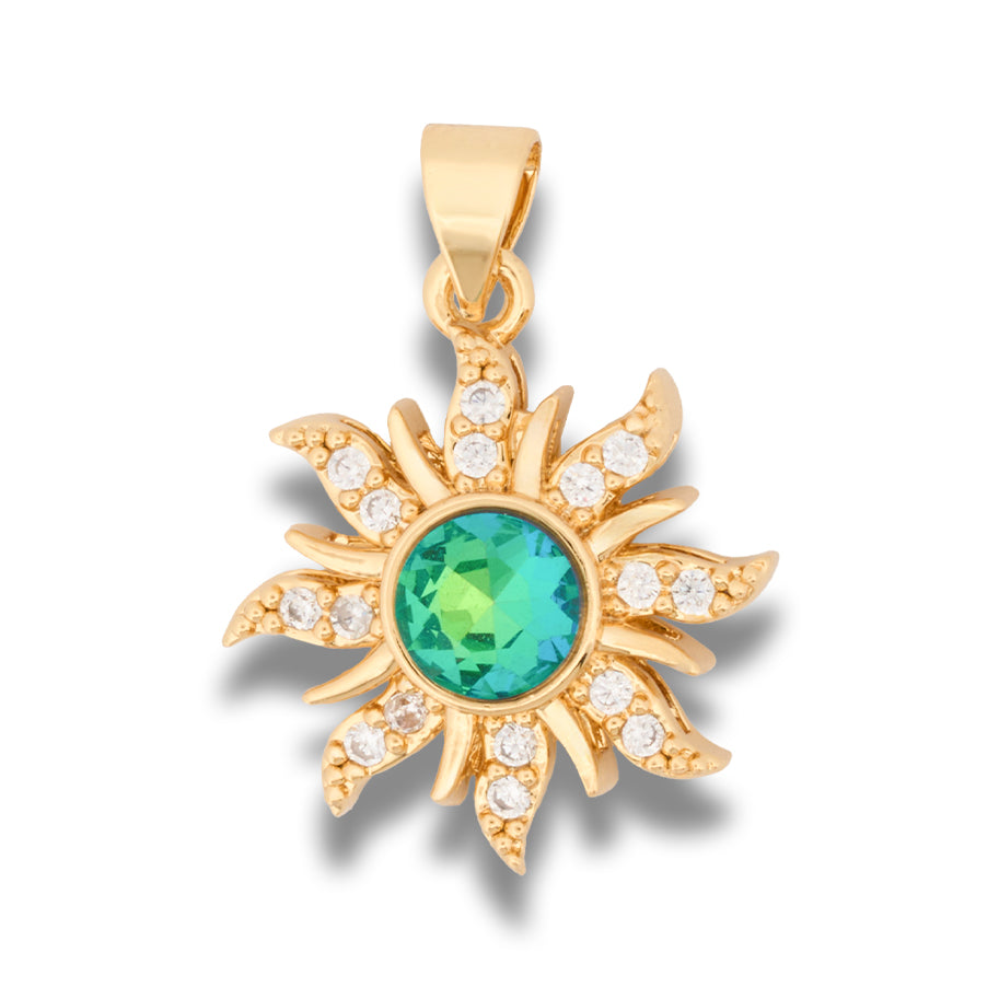 Dije Sol Rapunzel Piedra Verde Dorado Rodinado