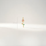 Dije Tulipán 3cm Tallo Piedra Rosada Dorado Rodinado