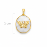 Dije Vintage Mariposa Piedra Blanca Nacarada Rodinado
