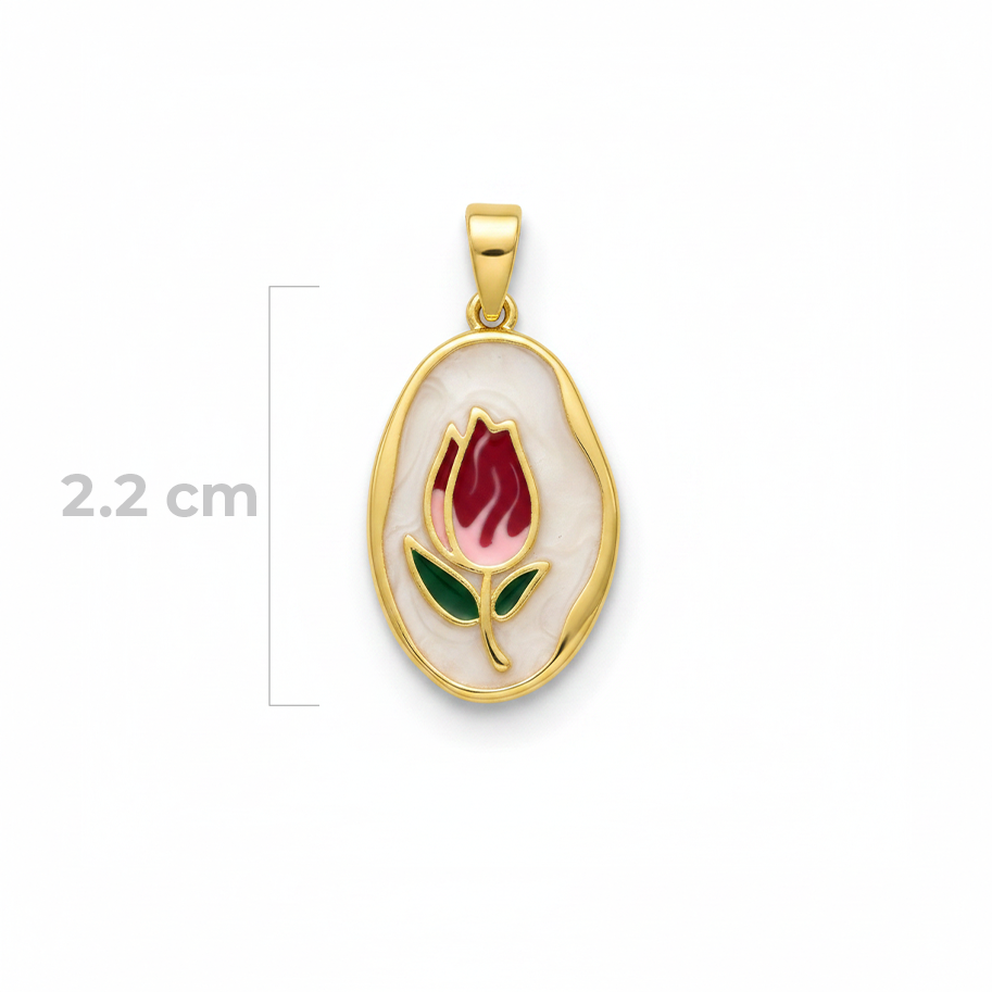 Dije Vintage Tulipán Rosado Rodinado