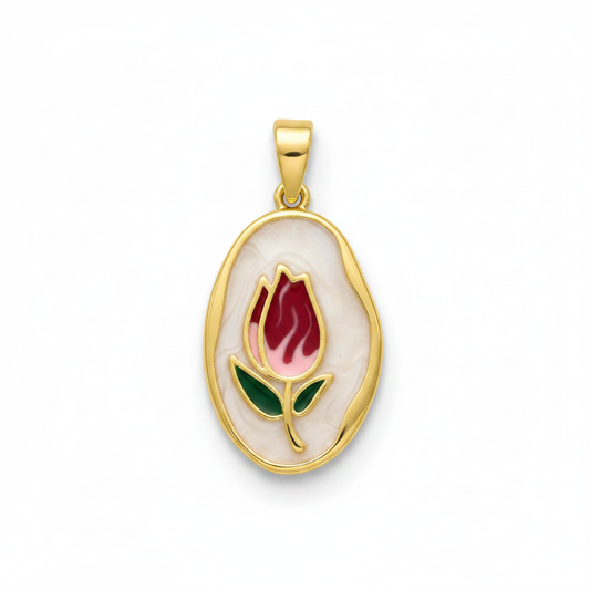 Dije Vintage Tulipán Rosado Rodinado