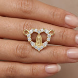 Dije Virgen Corazón Guadalupe cristal Dorado Rodinado