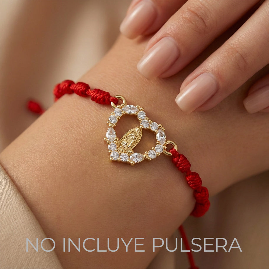 Dije Virgen Corazón Guadalupe cristal Dorado Rodinado