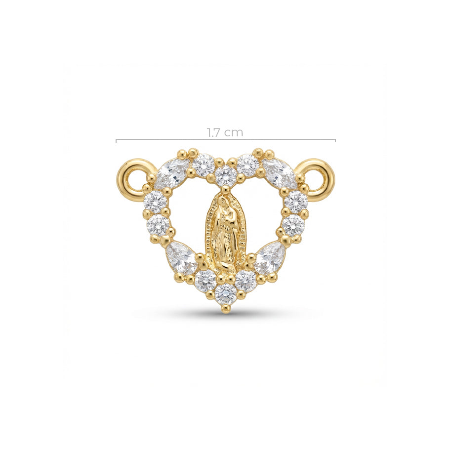 Dije Virgen Corazón Guadalupe cristal Dorado Rodinado