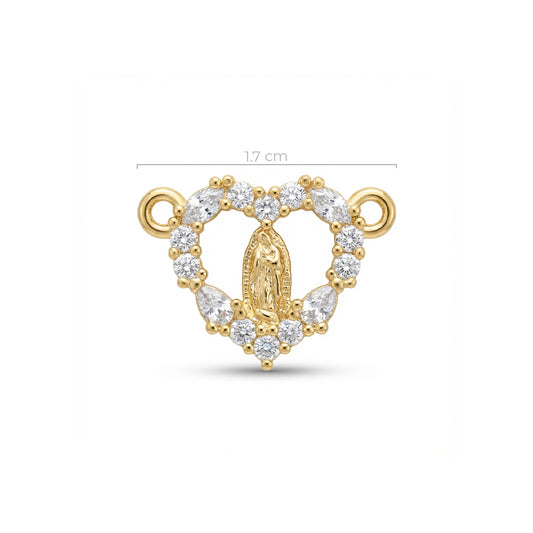 Dije Virgen Corazón Guadalupe cristal Dorado Rodinado