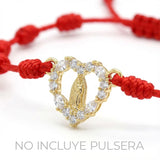 Dije Virgen Corazón Guadalupe cristal Dorado Rodinado