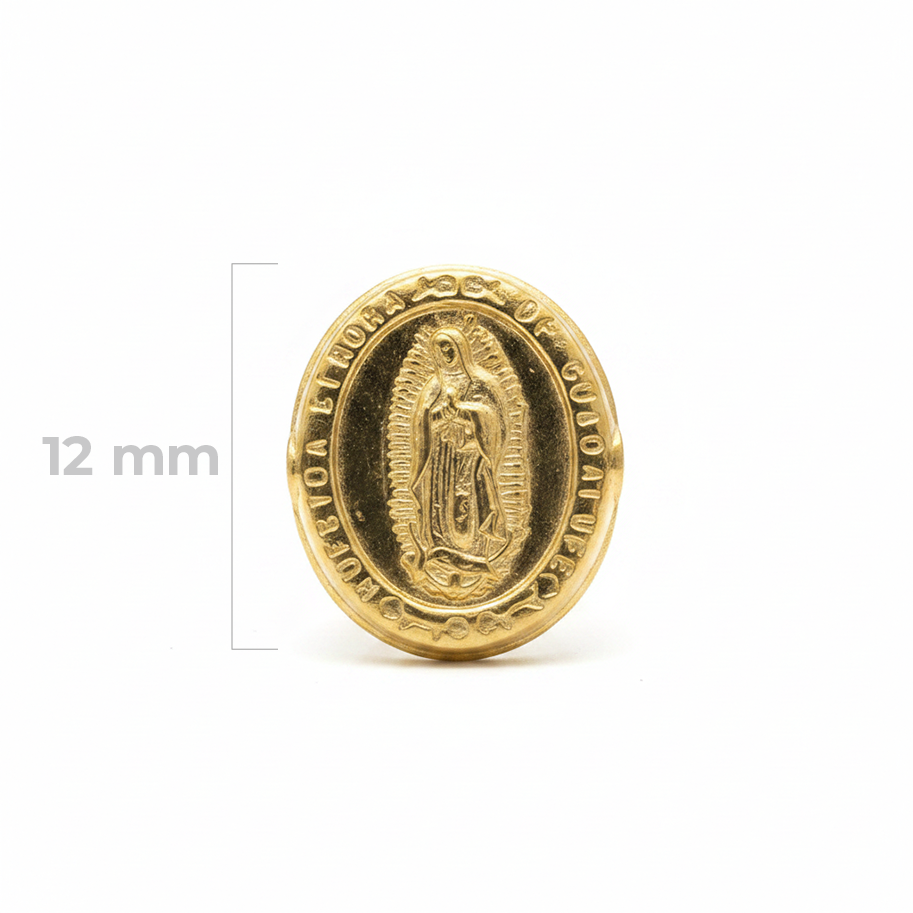 Dije Virgen Guadalupe 12mm Pasador Oro Laminado
