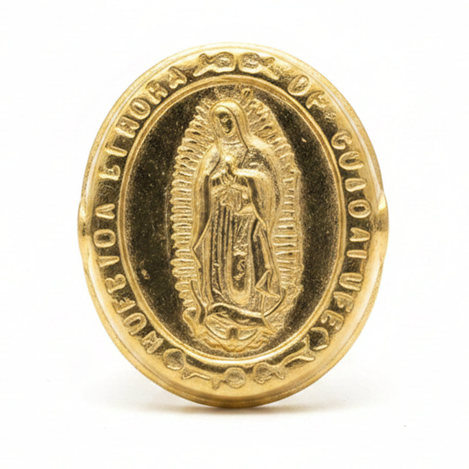 Dije Virgen Guadalupe 12mm Pasador Oro Laminado