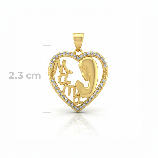 Dije Virgen Mamá Corazón Dorado Rodinado