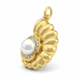 Dije caracol con perla dorado rodinado