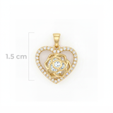 Dije corazon rosa dorado rodinado