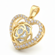 Dije corazon rosa dorado rodinado