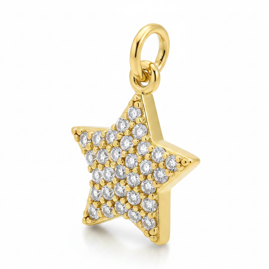 Dije estrella dorada collar rodinado