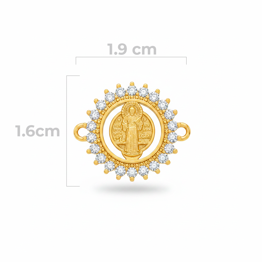 Dije san Benito Cristal pulsera Dorado Rodinado