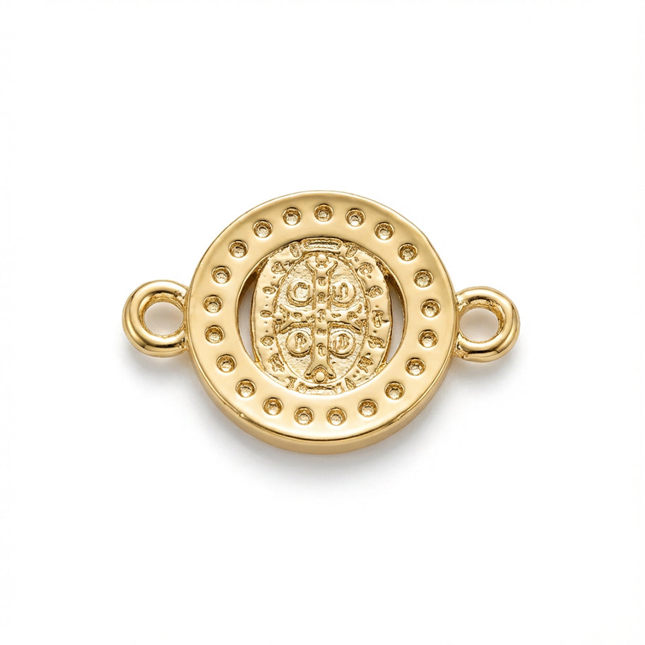 Dije san Benito circulo pulsera pequeño Dorado Rodinado
