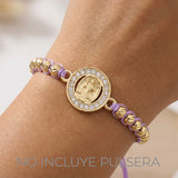 Dije san Benito circulo pulsera pequeño Dorado Rodinado