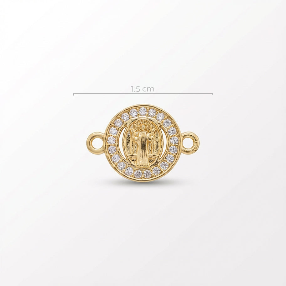 Dije san Benito circulo pulsera pequeño Dorado Rodinado