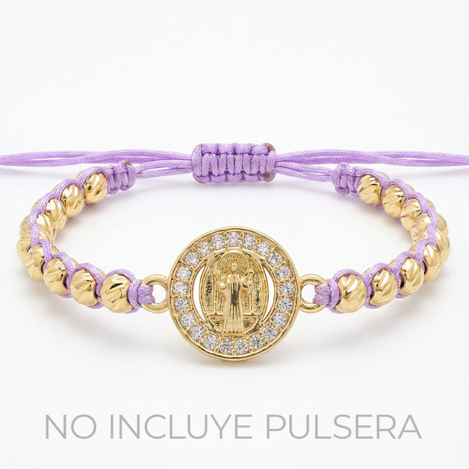 Dije san Benito circulo pulsera pequeño Dorado Rodinado