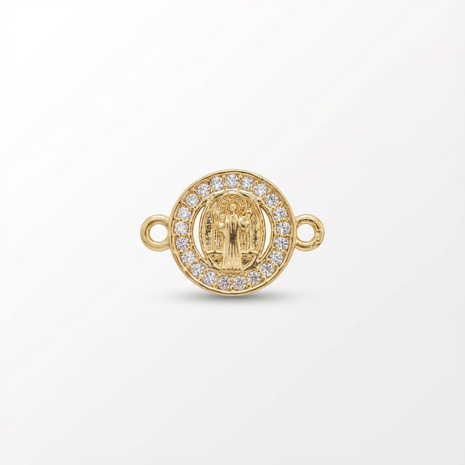 Dije san Benito circulo pulsera pequeño Dorado Rodinado
