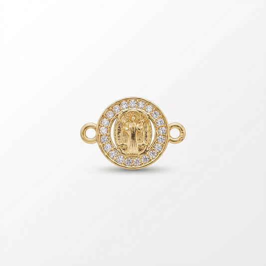 Dije san Benito circulo pulsera pequeño Dorado Rodinado