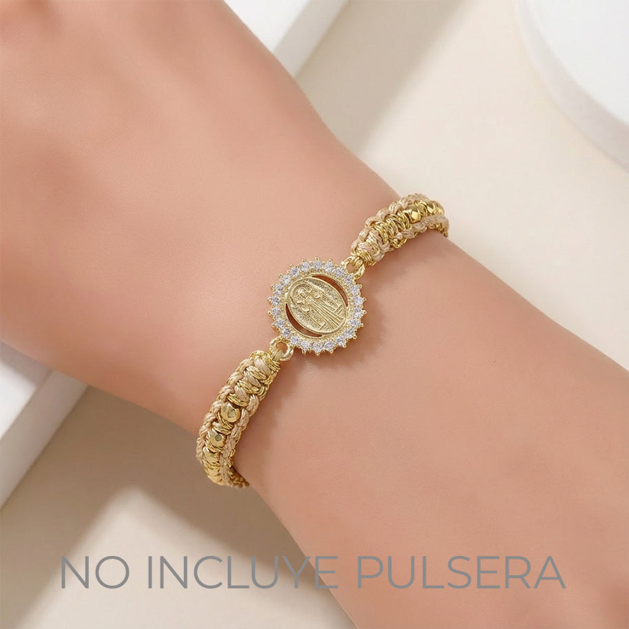 Dije san Benito pulsera pequeña Dorado Rodinado