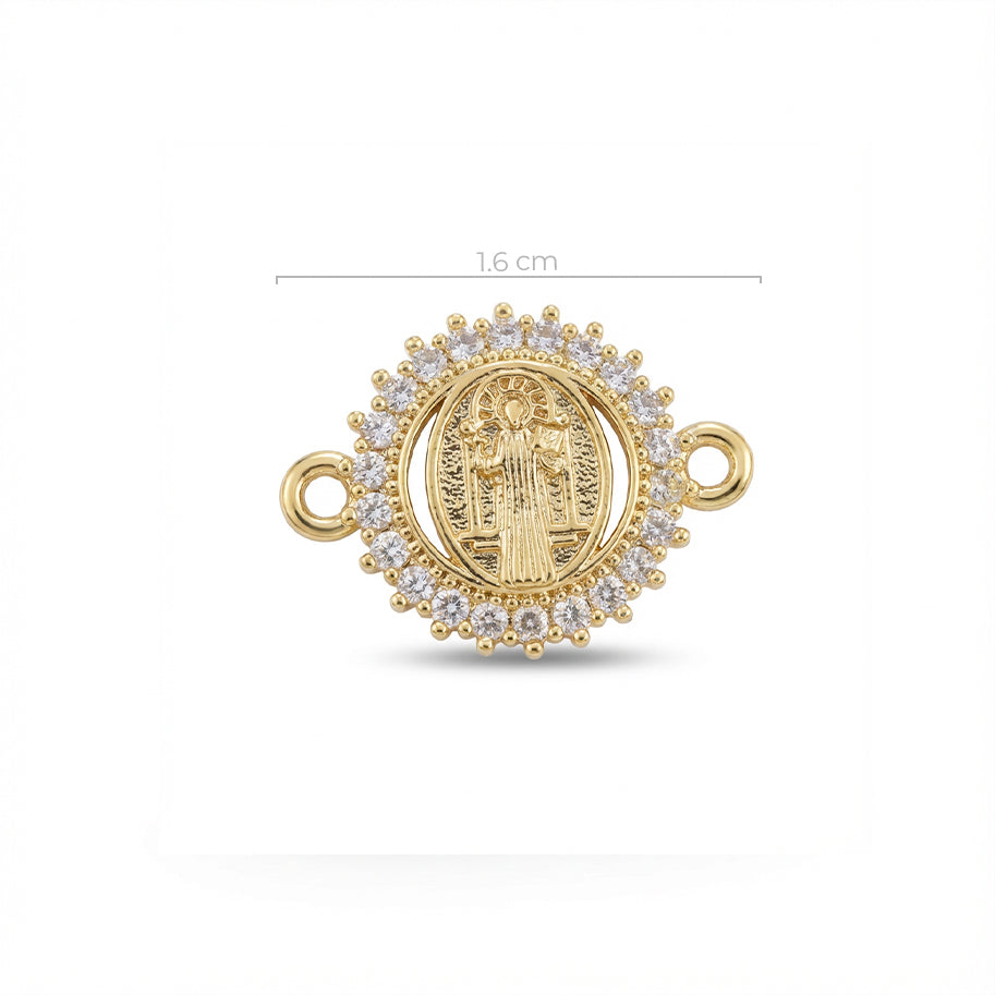 Dije san Benito pulsera pequeña Dorado Rodinado