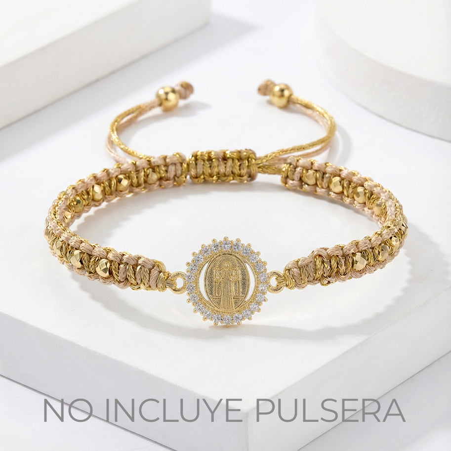 Dije san Benito pulsera pequeña Dorado Rodinado