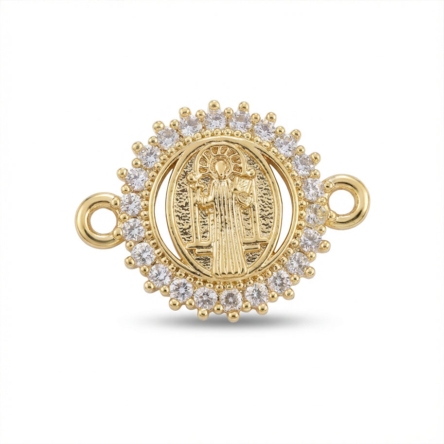 Dije san Benito pulsera pequeña Dorado Rodinado