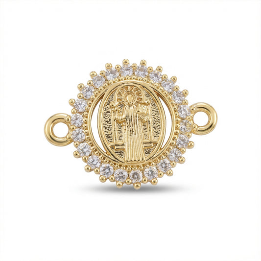 Dije san Benito pulsera pequeña Dorado Rodinado