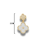 Dije Trébol Doble Piedra Blanca Dorado Rodinado