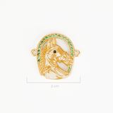 Dije Caballo Herradura Piedra Verde Dorado Rodinado