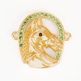 Dije Caballo Herradura Piedra Verde Dorado Rodinado