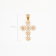 Dije Cruz Circones Piedras Rosadas Dorado Rodinado
