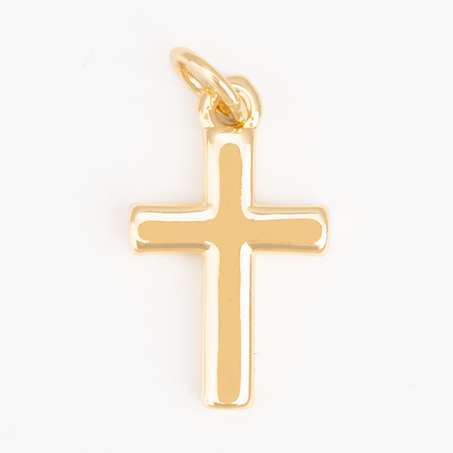 Dije Cruz Lisa Pequeña Dorado Rodinado