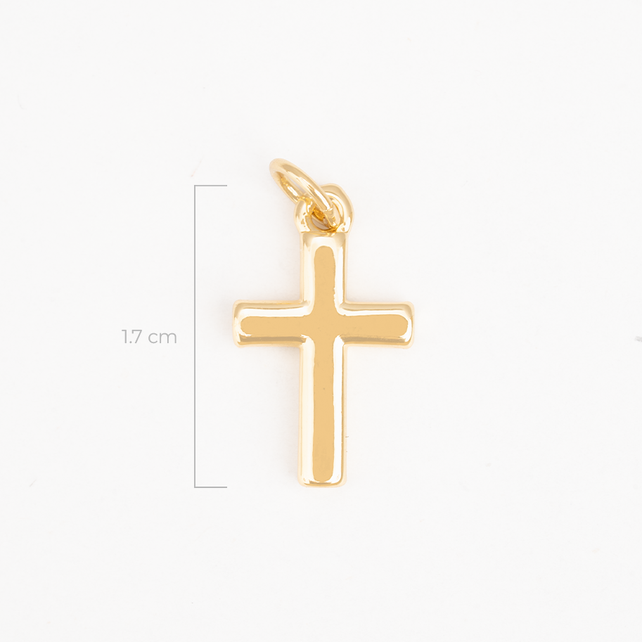 Dije Cruz Lisa Pequeña Dorado Rodinado