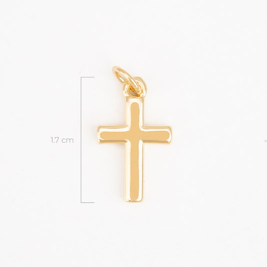 Dije Cruz Lisa Pequeña Dorado Rodinado
