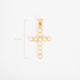 Dije Cruz Perlas Pequeñas Dorado Rodinado